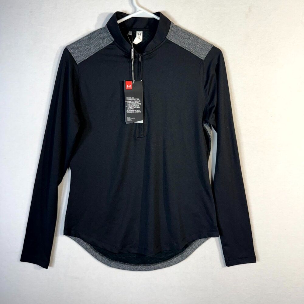 Under Armour Women's Black Golf Pullover Fitted Quarter Zip Top SM NEW with tags